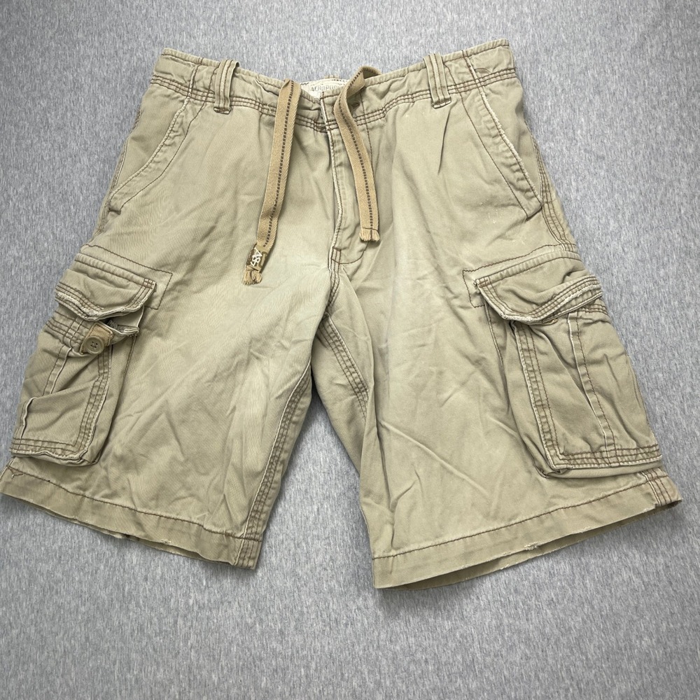 Aeropostale Mens Paratrooper Cargo Shorts Khaki Tan Utility Pockets 32 W A987-09